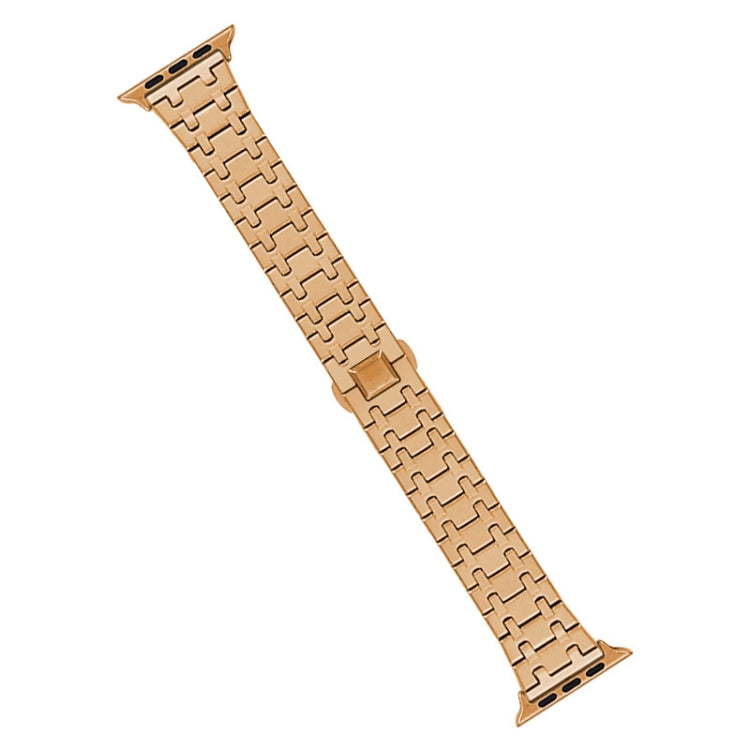 For Apple Watch Ultra 2 49mm Double T Stainless Steel Watch Band(Rose Gold) - Watch Bands by PMC Jewellery | Online Shopping South Africa | PMC Jewellery