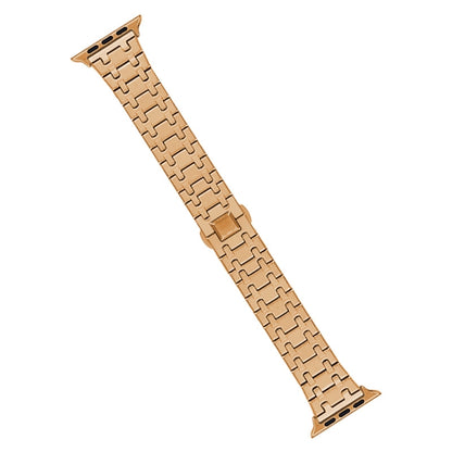 For Apple Watch Series 9 45mm Double T Stainless Steel Watch Band(Rose Gold) - Watch Bands by PMC Jewellery | Online Shopping South Africa | PMC Jewellery