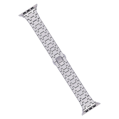 For Apple Watch Series 9 45mm Double T Stainless Steel Watch Band(Silver) - Watch Bands by PMC Jewellery | Online Shopping South Africa | PMC Jewellery