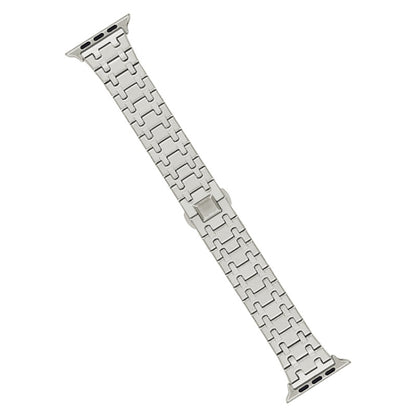 For Apple Watch Series 9 41mm Double T Stainless Steel Watch Band(Starlight) - Watch Bands by PMC Jewellery | Online Shopping South Africa | PMC Jewellery