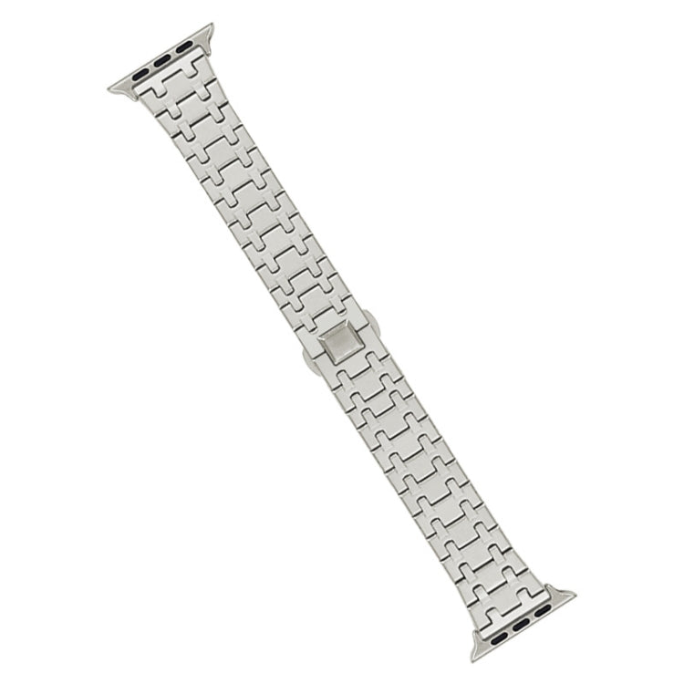 For Apple Watch SE 2022 44mm Double T Stainless Steel Watch Band(Starlight) - Watch Bands by PMC Jewellery | Online Shopping South Africa | PMC Jewellery