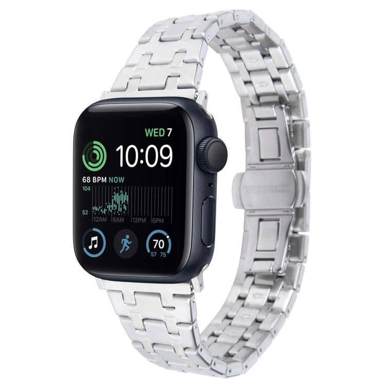 For Apple Watch SE 40mm Double T Stainless Steel Watch Band(Silver) - Watch Bands by PMC Jewellery | Online Shopping South Africa | PMC Jewellery