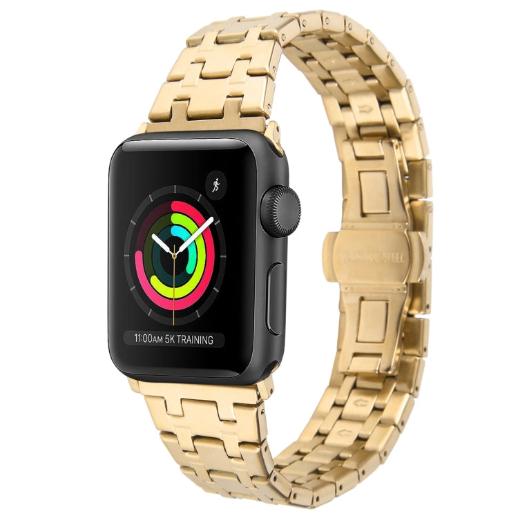 For Apple Watch Series 3 38mm Double T Stainless Steel Watch Band(Gold) - Watch Bands by PMC Jewellery | Online Shopping South Africa | PMC Jewellery