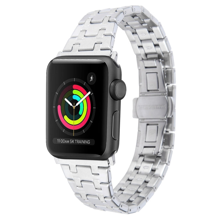 For Apple Watch Series 3 42mm Double T Stainless Steel Watch Band(Silver) - Watch Bands by PMC Jewellery | Online Shopping South Africa | PMC Jewellery