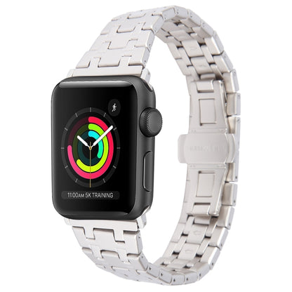 For Apple Watch Series 2 42mm Double T Stainless Steel Watch Band(Starlight) - Watch Bands by PMC Jewellery | Online Shopping South Africa | PMC Jewellery