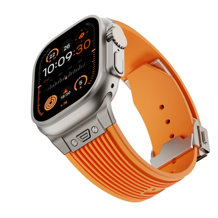 For Apple Watch Ultra 2 49mm Vertical Texture Elastic Silicone Watch Band(Orange) - Watch Bands by PMC Jewellery | Online Shopping South Africa | PMC Jewellery