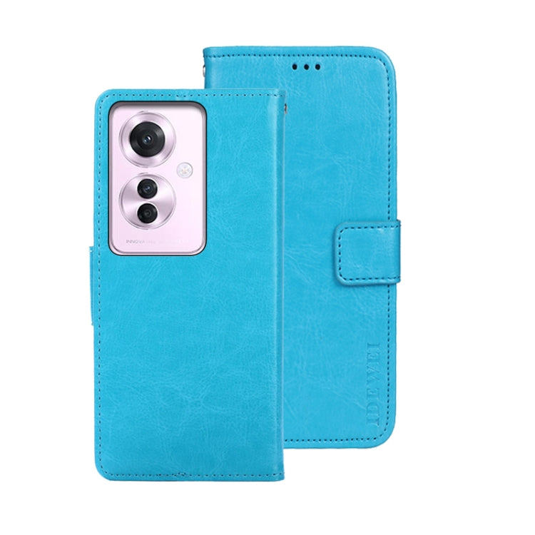 For OPPO Reno11 F 5G idewei Crazy Horse Texture Leather Phone Case(Sky Blue) - Reno11 F Cases by idewei | Online Shopping South Africa | PMC Jewellery | Buy Now Pay Later Mobicred