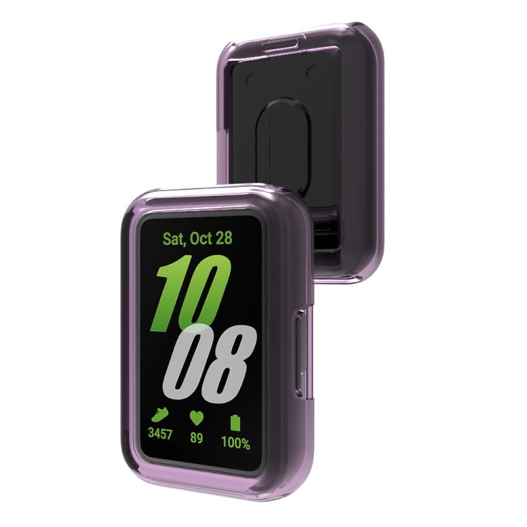 For Samsung Galaxy Fit 3 Half Pack Hollow TPU Watch Protective Case(Transparent Purple) - Watch Cases by PMC Jewellery | Online Shopping South Africa | PMC Jewellery