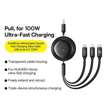 Baseus Core Series 100W 480Mbps USB-A to USB-C / Type-C + 8 Pin + Micro USB Telescopic Fast Charging Data Cable(Black) - 2 in 1 Cable by Baseus | Online Shopping South Africa | PMC Jewellery