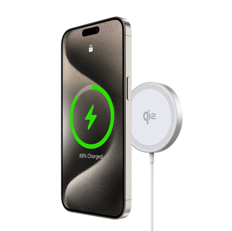 DUZZONA W18 15W Qi2 MagSafe Magnetic Suction Wireless Charger(White) - Wireless Charger by DUZZONA | Online Shopping South Africa | PMC Jewellery | Buy Now Pay Later Mobicred