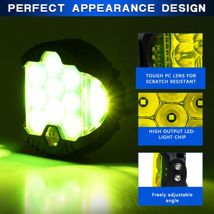 11W 12000lm 6000K 3 inch Car Three-sided Flash Work Light(Yellow Light) - LED Headlamps by PMC Jewellery | Online Shopping South Africa | PMC Jewellery | Buy Now Pay Later Mobicred