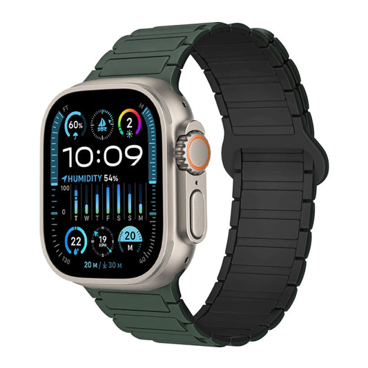 For Apple Watch Ultra 2 49mm I-Shaped Magnetic Silicone Watch Band(Dark Teal Black) - Watch Bands by PMC Jewellery | Online Shopping South Africa | PMC Jewellery