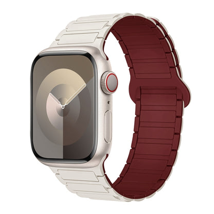 For Apple Watch Series 9 45mm I-Shaped Magnetic Silicone Watch Band(Starlight Wine Red) - Watch Bands by PMC Jewellery | Online Shopping South Africa | PMC Jewellery