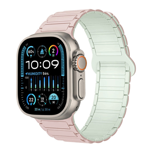 For Apple Watch Ultra 49mm I-Shaped Magnetic Silicone Watch Band(Pink Mint) - Watch Bands by PMC Jewellery | Online Shopping South Africa | PMC Jewellery