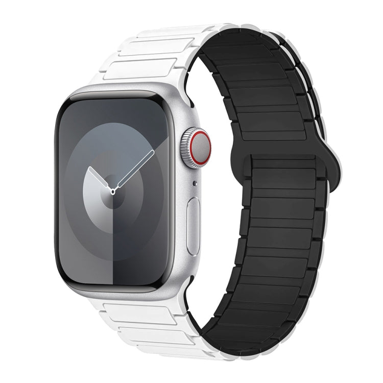 For Apple Watch Series 8 45mm I-Shaped Magnetic Silicone Watch Band(White Black) - Watch Bands by PMC Jewellery | Online Shopping South Africa | PMC Jewellery