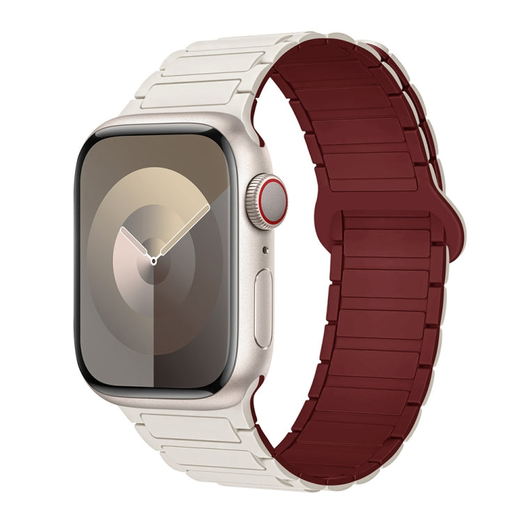 For Apple Watch Series 7 41mm I-Shaped Magnetic Silicone Watch Band(Starlight Wine Red) - Watch Bands by PMC Jewellery | Online Shopping South Africa | PMC Jewellery