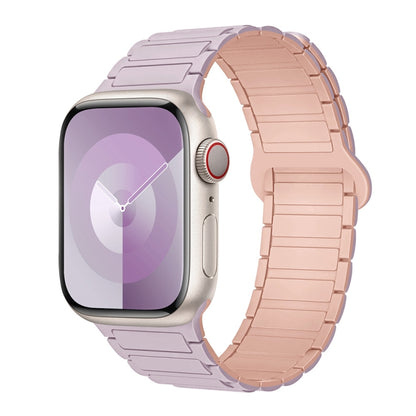 For Apple Watch Series 6 44mm I-Shaped Magnetic Silicone Watch Band(Light Purple Pink) - Watch Bands by PMC Jewellery | Online Shopping South Africa | PMC Jewellery