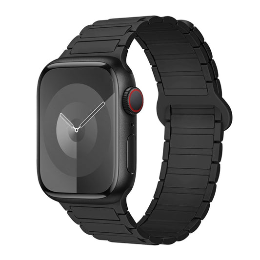 For Apple Watch Series 4 44mm I-Shaped Magnetic Silicone Watch Band(Black) - Watch Bands by PMC Jewellery | Online Shopping South Africa | PMC Jewellery