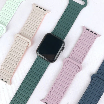 For Apple Watch Series 7 41mm I-Shaped Magnetic Silicone Watch Band(Light Purple Pink) - Watch Bands by PMC Jewellery | Online Shopping South Africa | PMC Jewellery