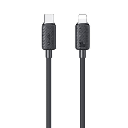 USAMS US-SJ702 USB-C / Type-C to 8 Pin 30W Striped Fast Charge Data Cable, Length:3m(Black) - 2 in 1 Cable by USAMS | Online Shopping South Africa | PMC Jewellery | Buy Now Pay Later Mobicred