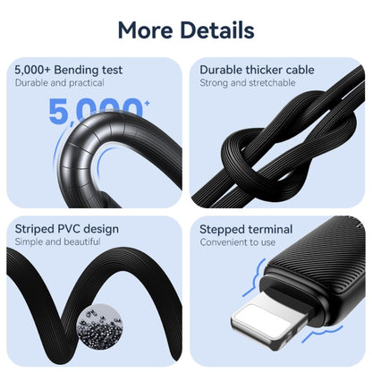 USAMS US-SJ702 USB-C / Type-C to 8 Pin 30W Striped Fast Charge Data Cable, Length:3m(White) - 2 in 1 Cable by USAMS | Online Shopping South Africa | PMC Jewellery | Buy Now Pay Later Mobicred