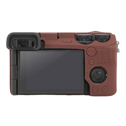 For Sony ILCE-6700 / A6700 Litchi Texture Soft Silicone Protective Case(Coffee) - Protective Case by PMC Jewellery | Online Shopping South Africa | PMC Jewellery