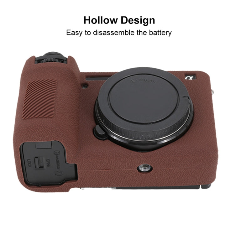 For Sony ILCE-6700 / A6700 Litchi Texture Soft Silicone Protective Case(Coffee) - Protective Case by PMC Jewellery | Online Shopping South Africa | PMC Jewellery