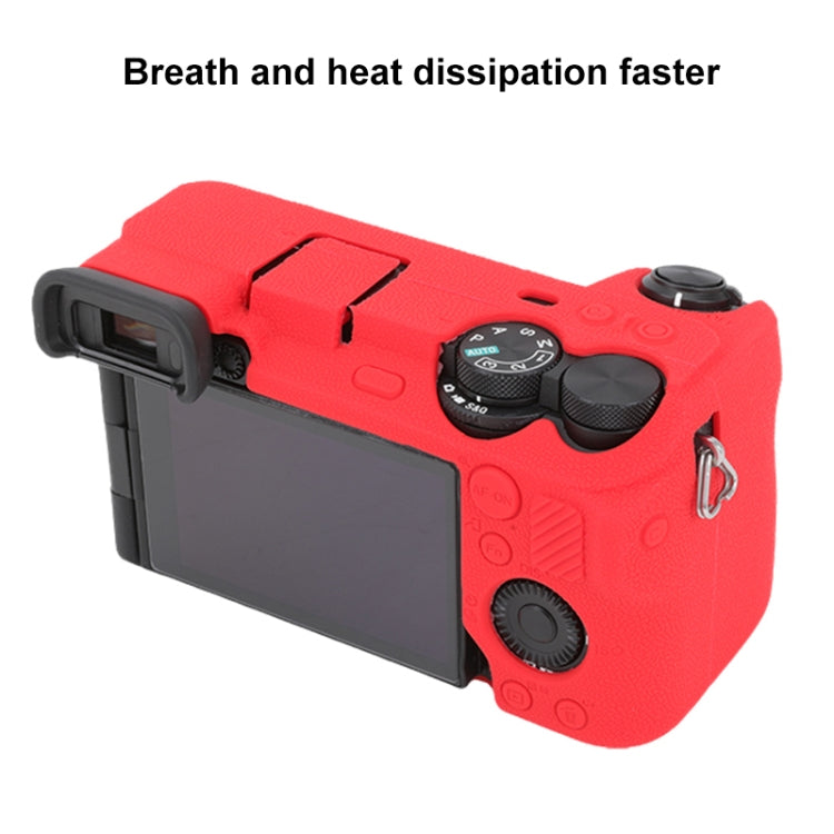 For Sony ILCE-6700 / A6700 Litchi Texture Soft Silicone Protective Case(Red) - Protective Case by PMC Jewellery | Online Shopping South Africa | PMC Jewellery