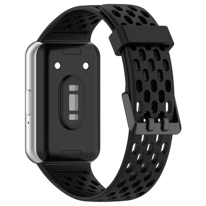 For Samsung Galaxy Fit 3 Hole Style Dual Buckle Silicone Watch Band(Black) - Watch Bands by PMC Jewellery | Online Shopping South Africa | PMC Jewellery