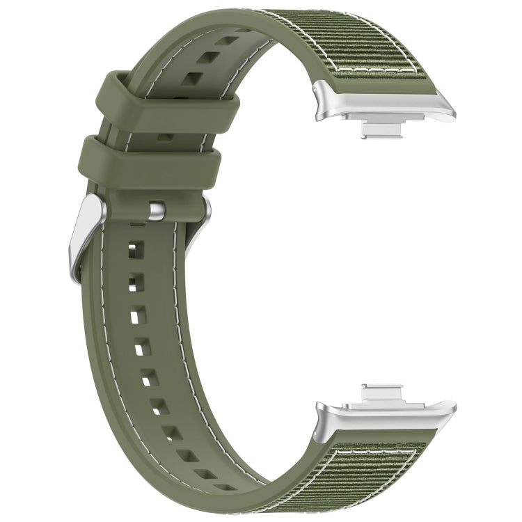 For Xiaomi Mi Band 8 Pro / Redmi Watch 4 Ordinary Buckle Hybrid Nylon Braid Silicone Watch Band(Green) - Watch Bands by PMC Jewellery | Online Shopping South Africa | PMC Jewellery