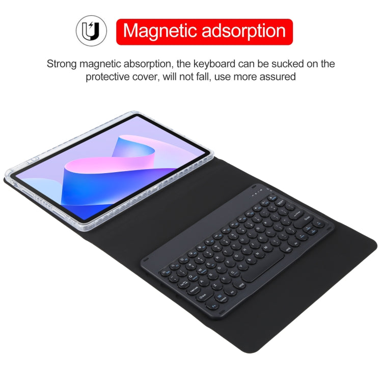 For Huawei MatePad 11 2023 / 2021 Round Button Bluetooth Keyboard Rotatable Holder Leather Case(Black) - Huawei Keyboard by PMC Jewellery | Online Shopping South Africa | PMC Jewellery