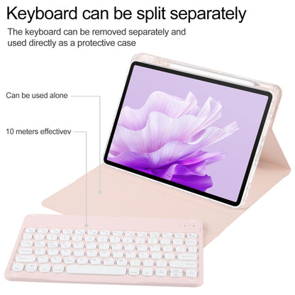 For Huawei MatePad Air 11.5 Round Button Bluetooth Keyboard Rotatable Holder Leather Case(Rose Gold) - Huawei Keyboard by PMC Jewellery | Online Shopping South Africa | PMC Jewellery