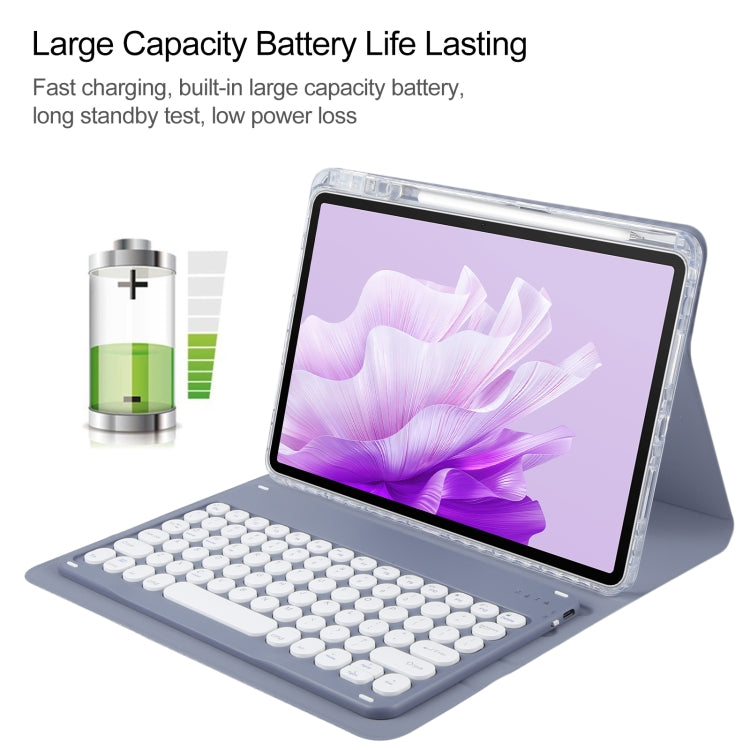 For Huawei MatePad Air 11.5 Round Button Bluetooth Keyboard Rotatable Holder Leather Case(Lavender Purple) - Huawei Keyboard by PMC Jewellery | Online Shopping South Africa | PMC Jewellery