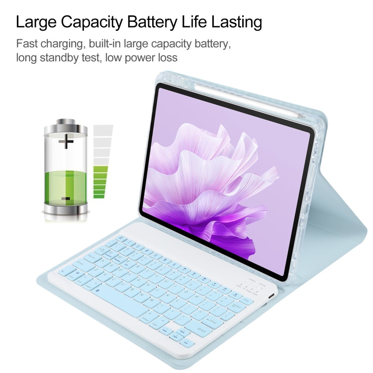 For Huawei MatePad Air 11.5 Square Button Bluetooth Keyboard Rotatable Holder Leather Case(Sky Blue) - Huawei Keyboard by PMC Jewellery | Online Shopping South Africa | PMC Jewellery