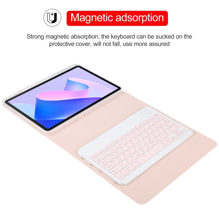 For Huawei MatePad 11 2023 / 2021 Square Button Bluetooth Keyboard Rotatable Holder Leather Case(Rose Gold) - Huawei Keyboard by PMC Jewellery | Online Shopping South Africa | PMC Jewellery