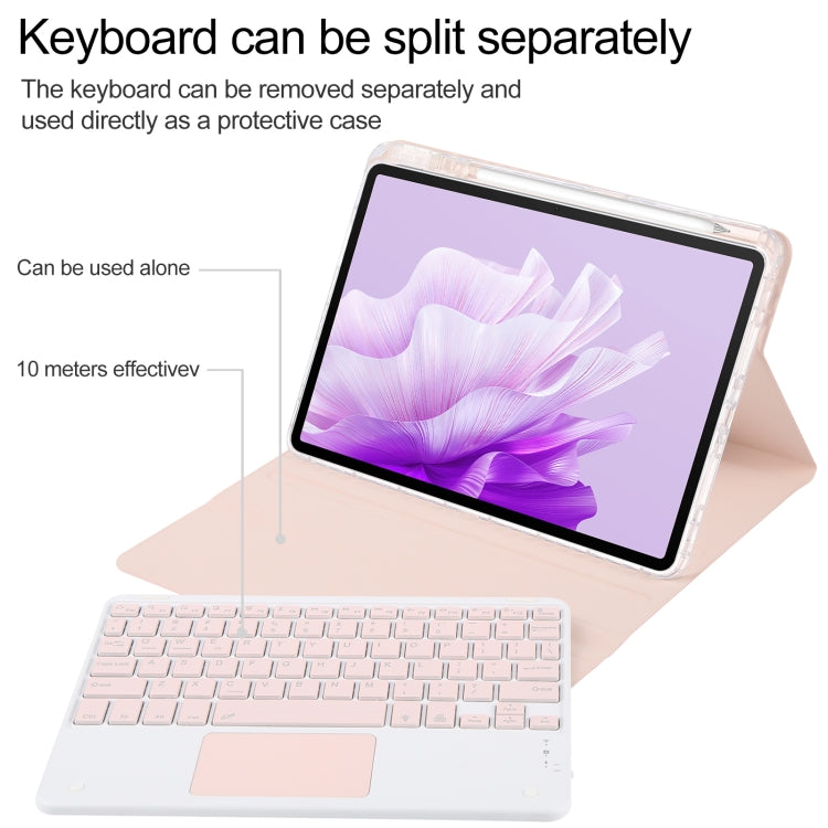 For Huawei MatePad Air 11.5 Square Button Bluetooth Keyboard Rotatable Holder Leather Case with Touchpad(Rose Gold) - Huawei Keyboard by PMC Jewellery | Online Shopping South Africa | PMC Jewellery