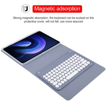 For Xiaomi Pad 6 Round Button Bluetooth Keyboard Rotatable Holder Leather Case(Lavender Purple) - Others Keyboard by PMC Jewellery | Online Shopping South Africa | PMC Jewellery