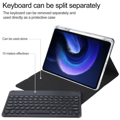 For Xiaomi Pad 6 Round Button Bluetooth Keyboard Rotatable Holder Leather Case(Black) - Others Keyboard by PMC Jewellery | Online Shopping South Africa | PMC Jewellery