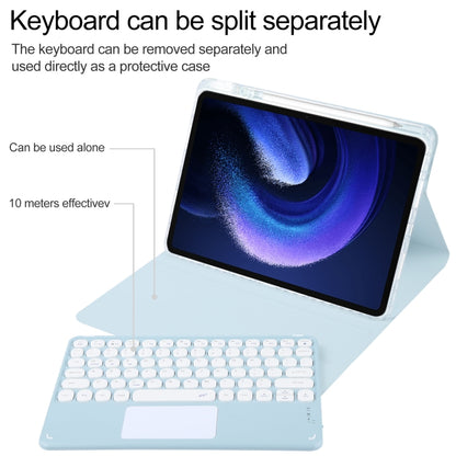 For Xiaomi Pad 6 Round Button Bluetooth Keyboard Rotatable Holder Leather Case with Touchpad(Sky Blue) - Others Keyboard by PMC Jewellery | Online Shopping South Africa | PMC Jewellery