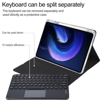 For Xiaomi Pad 6 Round Button Bluetooth Keyboard Rotatable Holder Leather Case with Touchpad(Black) - Others Keyboard by PMC Jewellery | Online Shopping South Africa | PMC Jewellery