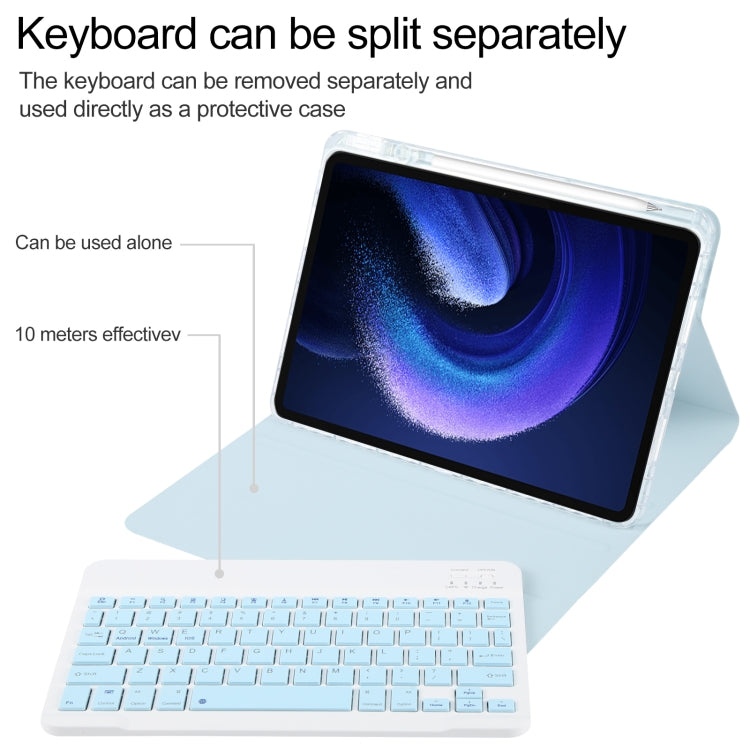 For Xiaomi Pad 6 Square Button Bluetooth Keyboard Rotatable Holder Leather Case(Sky Blue) - Others Keyboard by PMC Jewellery | Online Shopping South Africa | PMC Jewellery