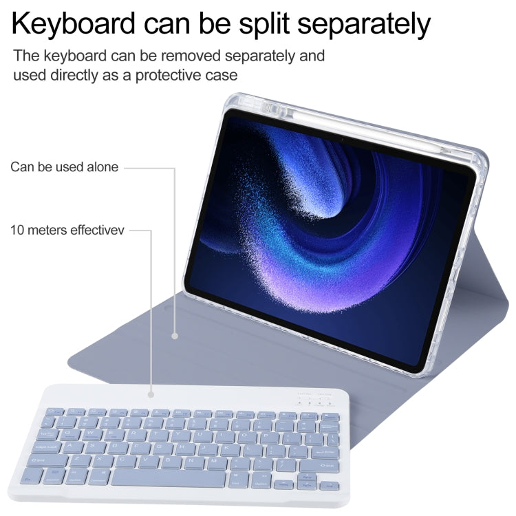 For Xiaomi Pad 6 Square Button Bluetooth Keyboard Rotatable Holder Leather Case(Lavender Purple) - Others Keyboard by PMC Jewellery | Online Shopping South Africa | PMC Jewellery