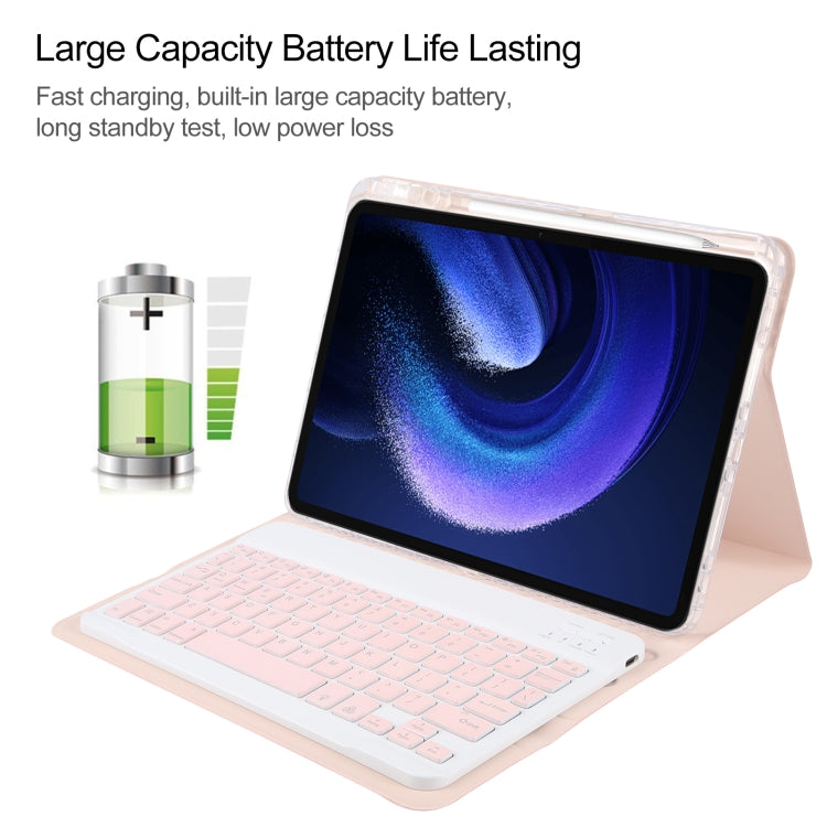 For Xiaomi Pad 6 Square Button Backlight Bluetooth Keyboard Rotatable Holder Leather Case(Rose Gold) - Others Keyboard by PMC Jewellery | Online Shopping South Africa | PMC Jewellery