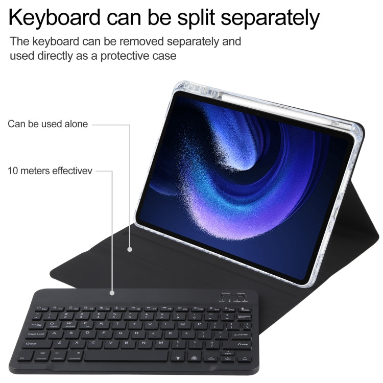 For Xiaomi Pad 6 Square Button Backlight Bluetooth Keyboard Rotatable Holder Leather Case(Black) - Others Keyboard by PMC Jewellery | Online Shopping South Africa | PMC Jewellery