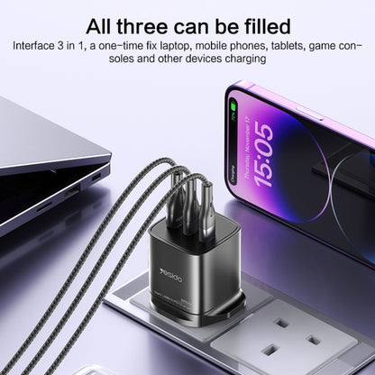 Yesido YC84 PD65W Three Port Type-C GaN Charger, UK Plug - USB Charger by Yesido | Online Shopping South Africa | PMC Jewellery | Buy Now Pay Later Mobicred