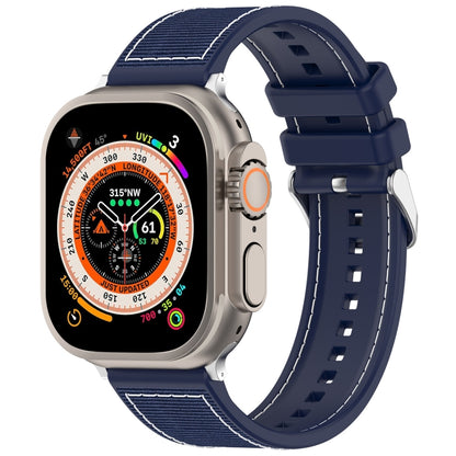 For Apple Watch Ultra 2 49mm Ordinary Buckle Hybrid Nylon Braid Silicone Watch Band(Midnight Blue) - Watch Bands by PMC Jewellery | Online Shopping South Africa | PMC Jewellery