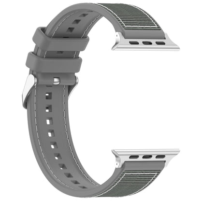 For Apple Watch Series 9 45mm Ordinary Buckle Hybrid Nylon Braid Silicone Watch Band(Grey) - Watch Bands by PMC Jewellery | Online Shopping South Africa | PMC Jewellery