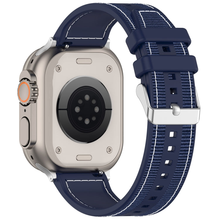 For Apple Watch Series 8 41mm Ordinary Buckle Hybrid Nylon Braid Silicone Watch Band(Midnight Blue) - Watch Bands by PMC Jewellery | Online Shopping South Africa | PMC Jewellery