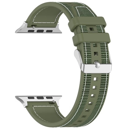 For Apple Watch Series 8 41mm Ordinary Buckle Hybrid Nylon Braid Silicone Watch Band(Green) - Watch Bands by PMC Jewellery | Online Shopping South Africa | PMC Jewellery