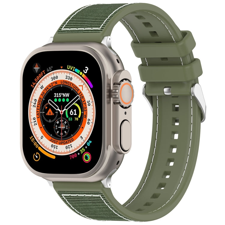 For Apple Watch SE 2022 40mm Ordinary Buckle Hybrid Nylon Braid Silicone Watch Band(Green) - Watch Bands by PMC Jewellery | Online Shopping South Africa | PMC Jewellery